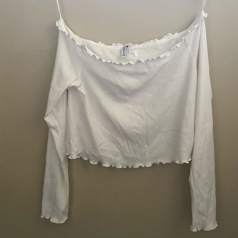 White Long Sleeve Crop Top